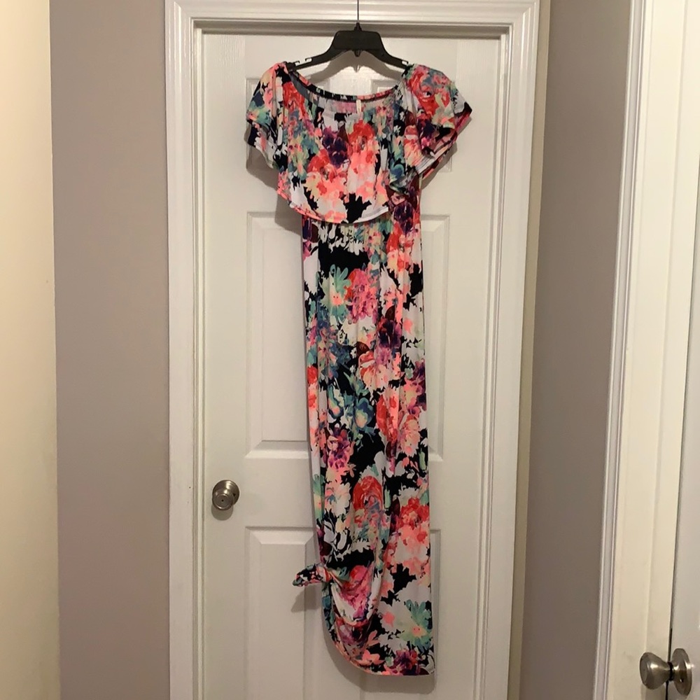Floral long off shoulder dress